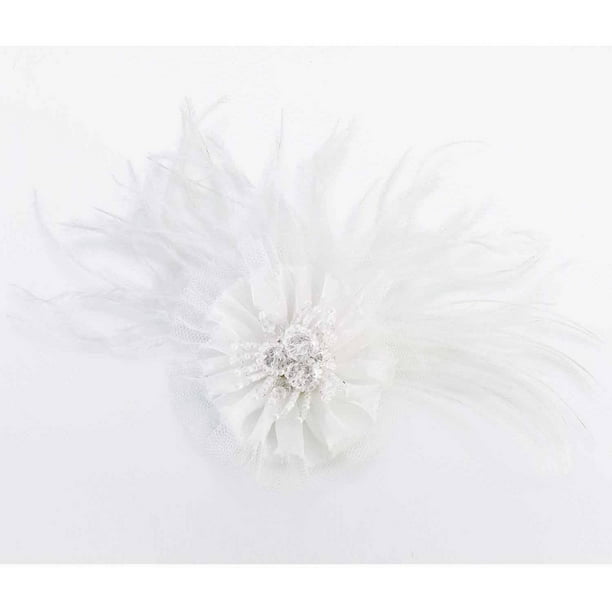 Etc. available in ivory or white Clothing Marabou Feather Clip/Pin for Hair